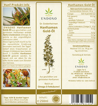 Laden Sie das Bild in den Galerie-Viewer, Hanfsamen Gold-Öl 250ml