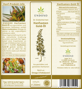 Hemp seeds gold oil 250ml 