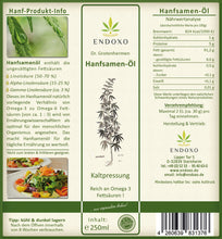 Afbeelding in Gallery-weergave laden, Hennepzaadolie 250 ml 
